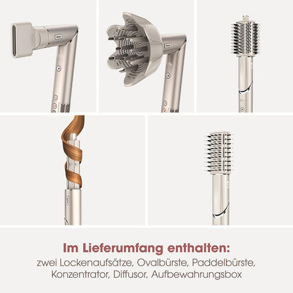 Shark FlexStyle 5-in-1 Luftstyler & Haartrockner, Auto-Wrap-Lockenaufsatz, Paddle-Bürste, Ovalbürste, Konzentrator, Diffusor, Aufbewahrungskoffer, Keine Hitzeschäden, Schwarz/Roségold, HD440EU