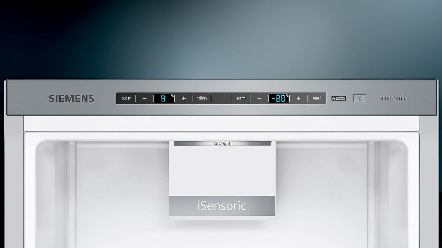 SIEMENS KG39EAICA iQ500 Kühl-Gefrier-Kombination, 201 x 60 cm, 249 L Kühlen + 94 L Gefrieren, LowFrost seltener abtauen, LED-Beleuchtung gleichmige Ausleuchtung, BigBox Platz für groes Gefriergut